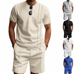 Men's Crew-Neck Short-Sleeve T-Shirt And Shorts Set