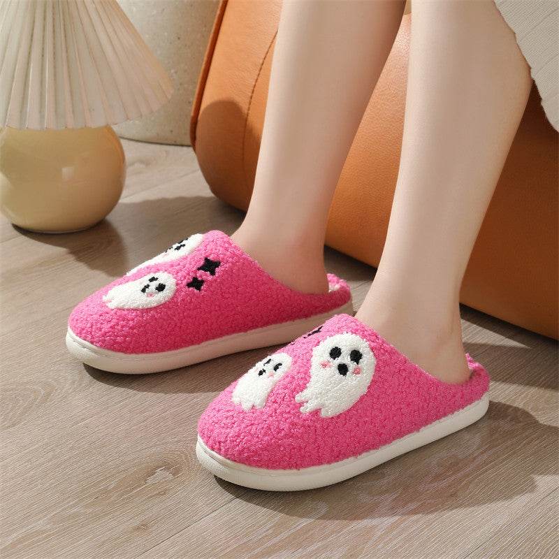 Halloween Cartoon Ghost Cotton Slippers For Women Indoor Non-slip Bedroom Floor Slipper Winter House Shoes - ProTrendyz