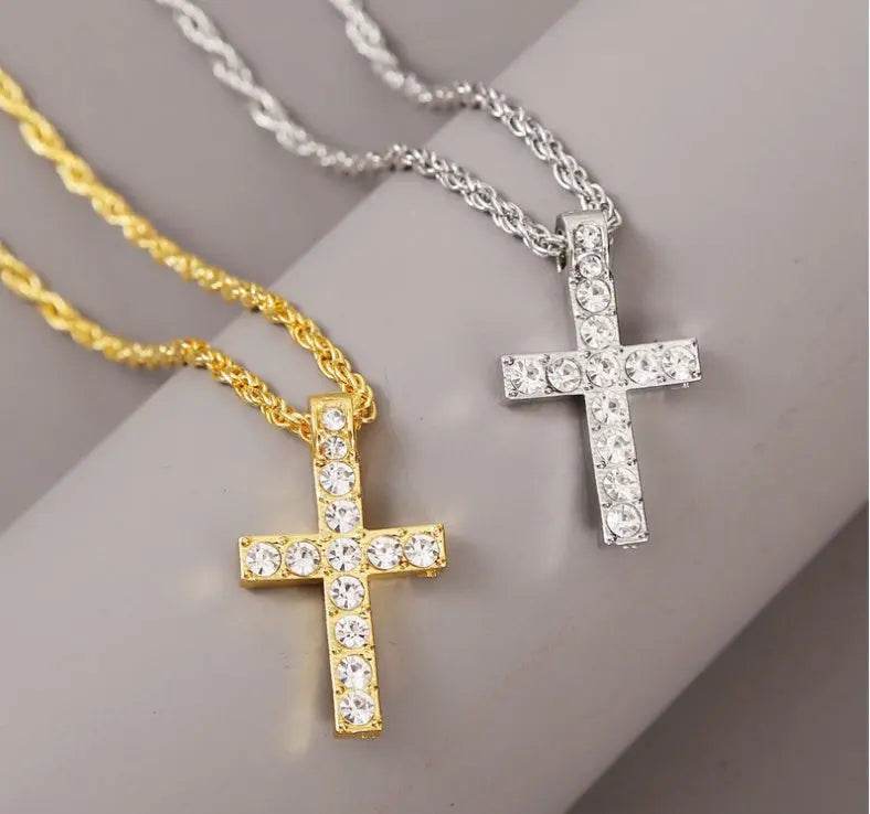 Cross Pendant Necklaces For Women Men Punk Hiphop Rope Chain On Neck Rapper Jewelry US - ProTrendyz