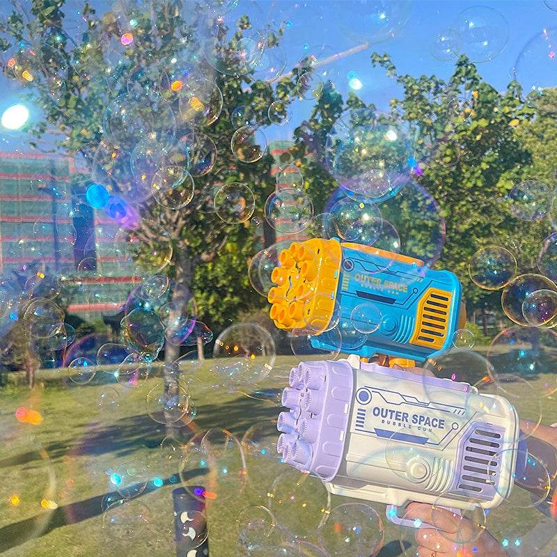 Bubble Gun Rocket 69 Holes Soap Bubbles Machine Gun Shape Automatic Blower With Light Toys For Kids Pomperos - ProTrendyz
