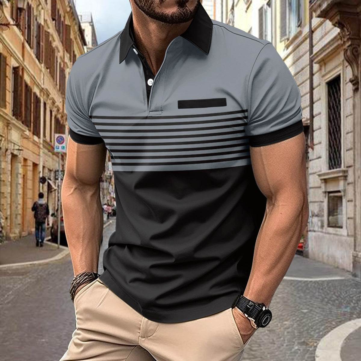 Casual Striped Shirt With Chest Pocket Men Clothing - ProTrendyz