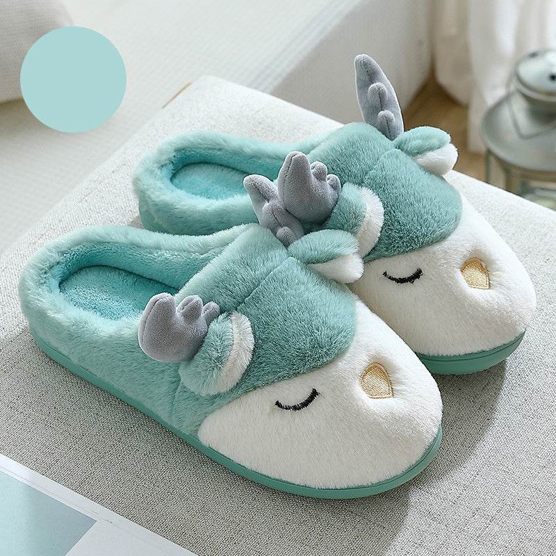 Christmas Shoes Winter Home Slippers Elk Plush Bedroom Slipper House Shoes For Women Men - ProTrendyz