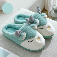 Christmas Shoes Winter Home Slippers Elk Plush Bedroom Slipper House Shoes For Women Men - ProTrendyz