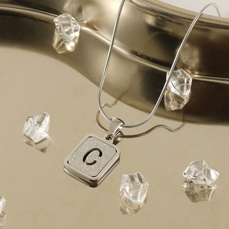 Alphabet Necklace 26 Letters Hollow Out Square 18K Necklace Fashion Jewelry - ProTrendyz