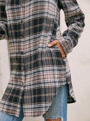 Women's Loose Casual Plush Plaid Shirt Jacket - ProTrendyz