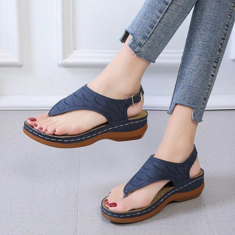 Casual Sandals Women's Wedge Heel Solid Color Flip Flop Sandals - ProTrendyz