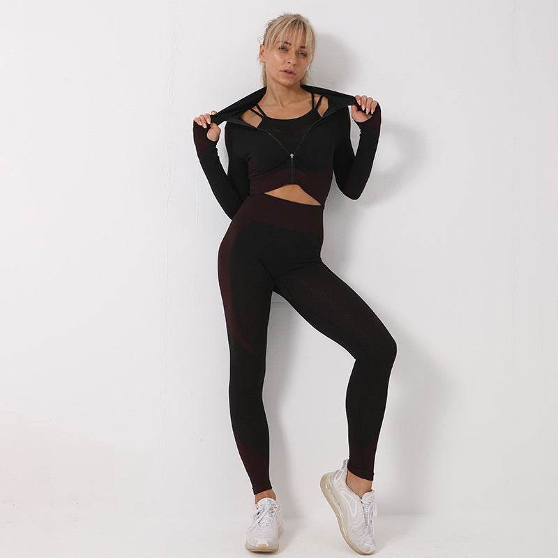 3PCS Yoga Set Seamless Sport Set Women Gym Clothing Leggings Women Crop Top Sports Bra Women Fitness Gym Set Womens Outfits Tracksuit - ProTrendyz