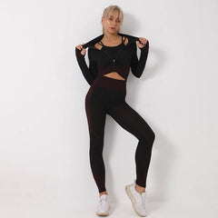 3PCS Yoga Set Seamless Sport Set Women Gym Clothing Leggings Women Crop Top Sports Bra Women Fitness Gym Set Womens Outfits Tracksuit - ProTrendyz