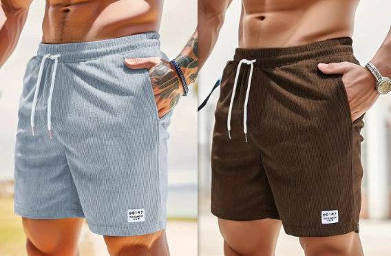 Lace-up Drawstring Shorts Summer Corduroy Sports Short Pants Mens Clothing - ProTrendyz