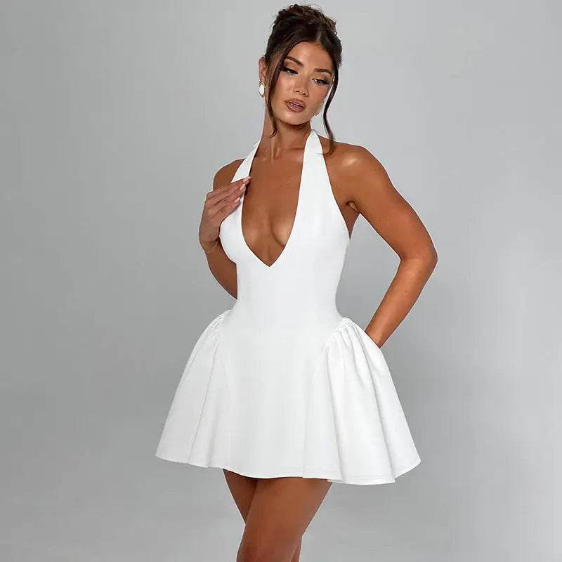 Sexy Deep V-neck Halter Dress Ins Fashion Slim Short Dress For Party Clothing Women - ProTrendyz