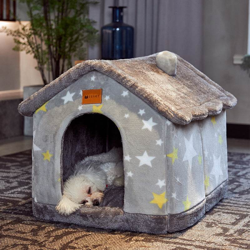 Foldable Dog House Pet Cat Bed Winter Dog Villa Sleep Kennel Removable Nest Warm Enclosed Cave Sofa Pets Supplies - ProTrendyz