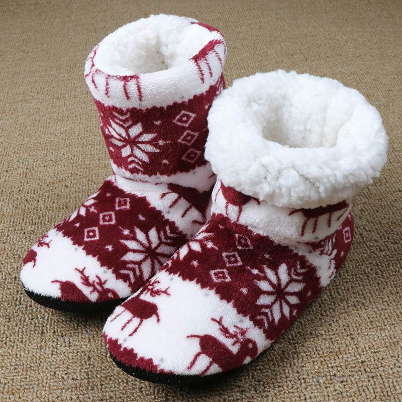 Christmas Elk Floor Shoes Indoor Socks Shoes Warm Plush House Slippers - ProTrendyz