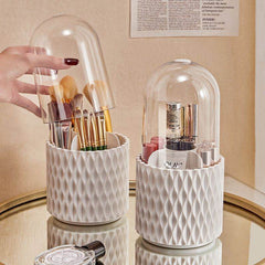 360 Rotating Large Capacity Transparent Makeup Brush Storage Pen Holder Acrylic Dust With Lid Desktop Cosmetic Storage Box - ProTrendyz