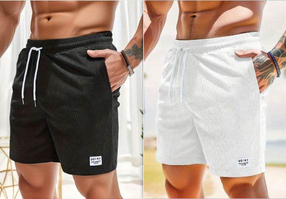 Lace-up Drawstring Shorts Summer Corduroy Sports Short Pants Mens Clothing - ProTrendyz