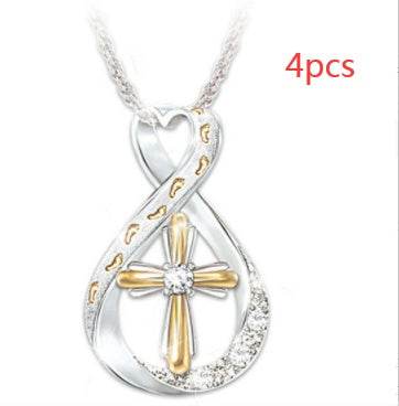 Cross Footprint Diamond Pendant Two Tone - ProTrendyz