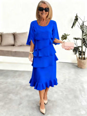 Round Neck Cake Skirt Spliced Dress Women's Clothing