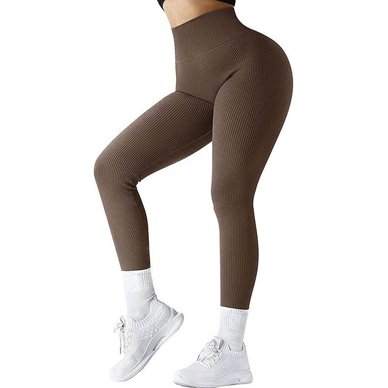 High Waist Seamless Leggings Threaded Knitted Fitness Pants Solid Women's Slimming Sports Yoga Pants Elastic Running Sport Leggings - ProTrendyz