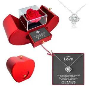 Fashion Jewelry Box Red Apple Christmas Gift Necklace Eternal Rose For Girl Mother's Day Valentine's Day Gifts With Artificial Flower Rose Flower Jewelry Box US - ProTrendyz