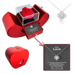 Fashion Jewelry Box Red Apple Christmas Gift Necklace Eternal Rose For Girl Mother's Day Valentine's Day Gifts With Artificial Flower Rose Flower Jewelry Box US - ProTrendyz
