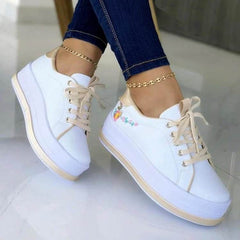 Flowers Embroidery Sneakers For Women Platform Shoes - ProTrendyz