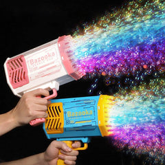 Bubble Gun Rocket 69 Holes Soap Bubbles Machine Gun Shape Automatic Blower With Light Toys For Kids Pomperos - ProTrendyz
