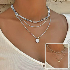 Women's Multilayer Necklace Ins Fashion Disc Pendant Clavicle Necklace Chains Personality Jewelry - ProTrendyz