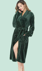 Winter Flannel Lovers Robe Gown Elegant Solid Casual Sleepwe - ProTrendyz