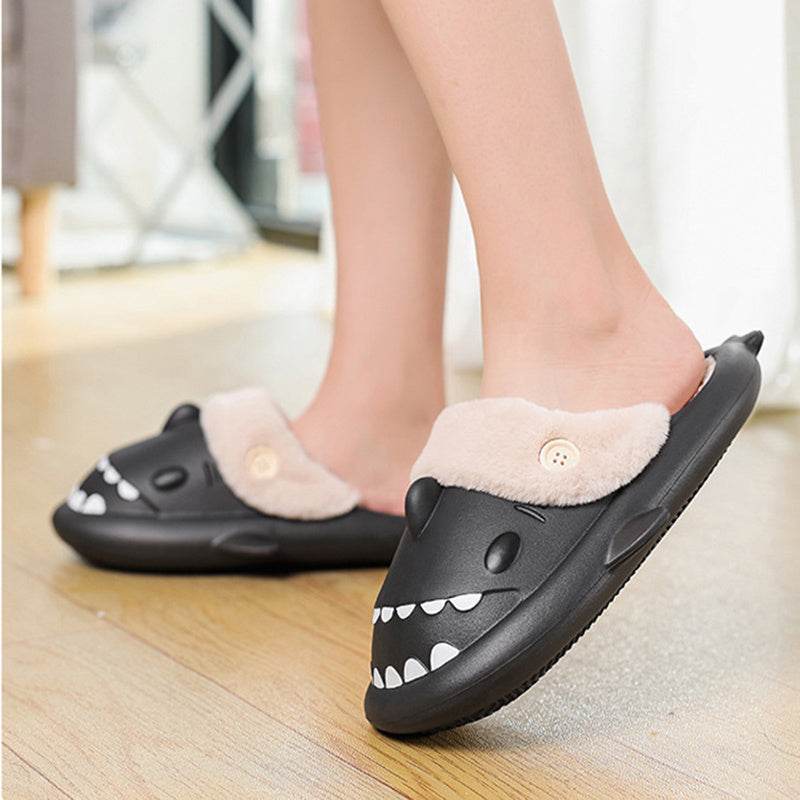 Winter Shark Shoes House Slippers With Button EVA Couple Slippers - ProTrendyz