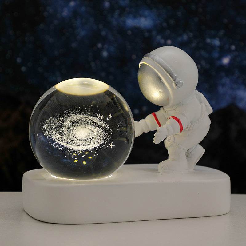 Glowing Planetary Galaxy Astronaut Crystal Ball Night Lights USB Power Warm Bedside Light Brithday Gift Night Lamp - ProTrendyz