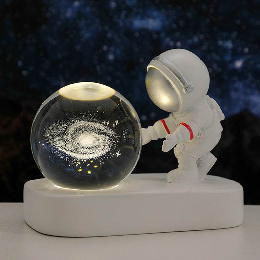 Glowing Planetary Galaxy Astronaut Crystal Ball Night Lights USB Power Warm Bedside Light Brithday Gift Night Lamp - ProTrendyz
