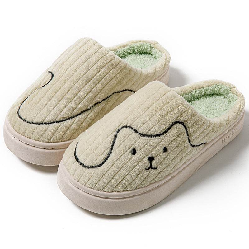 Striped Cat Slippers Indoor Couple Non-slip Floor Bedroom Slipper Winter Warm Plush House Shoes Women Men - ProTrendyz