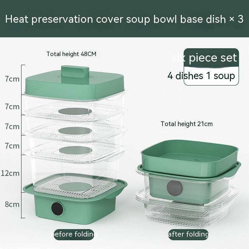 Multi-layer Dish Cover Heat Preservation Kitchen Cover Dining Table Leftover Storage Box Transparent Stack Cooking Hood Steamer - ProTrendyz