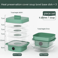 Multi-layer Dish Cover Heat Preservation Kitchen Cover Dining Table Leftover Storage Box Transparent Stack Cooking Hood Steamer - ProTrendyz