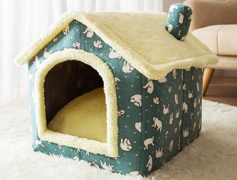 Foldable Dog House Pet Cat Bed Winter Dog Villa Sleep Kennel Removable Nest Warm Enclosed Cave Sofa Pets Supplies - ProTrendyz