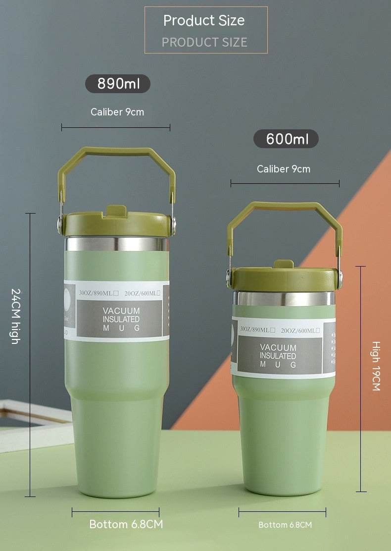 Portable Car Cup Stainless Steel Cup Travel Sports Water Bottle With Handle Cover Coffee Tumbler Cup - ProTrendyz