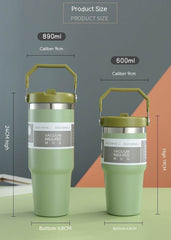 Portable Car Cup Stainless Steel Cup Travel Sports Water Bottle With Handle Cover Coffee Tumbler Cup - ProTrendyz