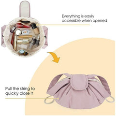 Barrel Drawstring Makeup Bag Large Capacity Women's Cosmetic Bag Toiletries Organizer Pouch Lady Travel Storage Case - ProTrendyz