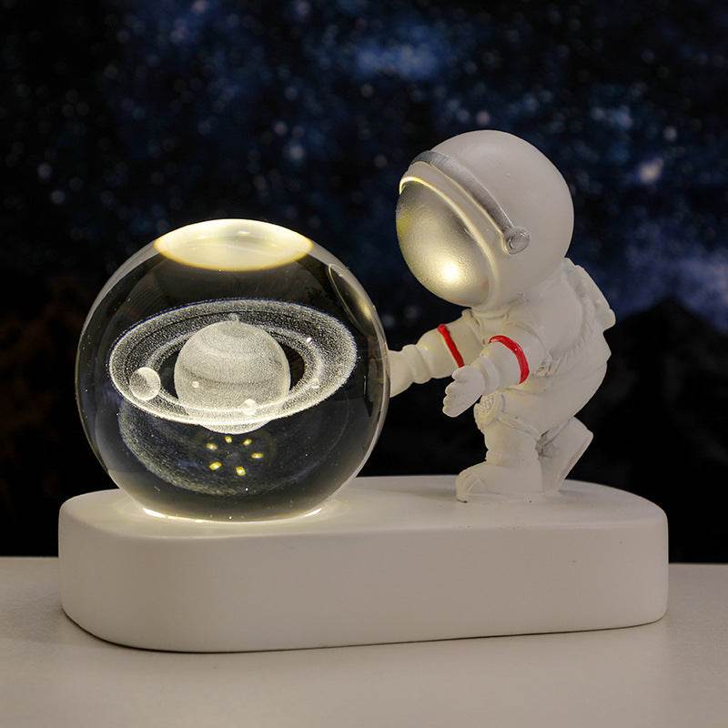 Glowing Planetary Galaxy Astronaut Crystal Ball Night Lights USB Power Warm Bedside Light Brithday Gift Night Lamp - ProTrendyz
