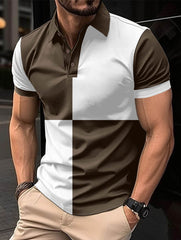 Casual Sports Short Sleeve Color Stitching Turnover Neck Polo Shirt Men Clothing - ProTrendyz
