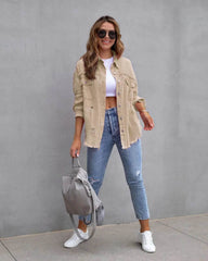 Fashion Ripped Shirt Jacket Female Autumn And Spring Casual Tops Womens Clothing - ProTrendyz