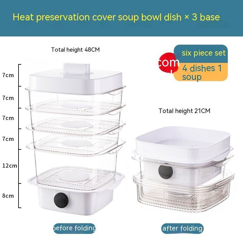 Multi-layer Dish Cover Heat Preservation Kitchen Cover Dining Table Leftover Storage Box Transparent Stack Cooking Hood Steamer - ProTrendyz