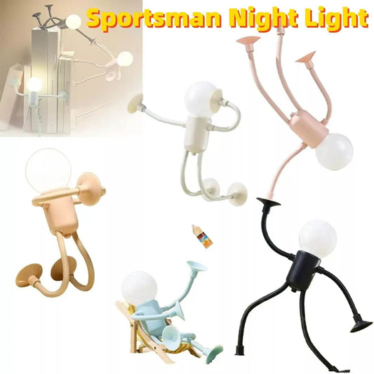 Changeable Shape Funny Sportsman Night Light Versatile Lamp Creative Funny Quirky Button Battery Desk Lamp Ornament Vacuum Suction - ProTrendyz