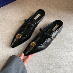 2026 French Retro Wedge Heel Mules For Women, Elegant Closed Toe Slip-on Sandals, Comfortable Hidden Heel Lazy Shoes For Summer Outdoor