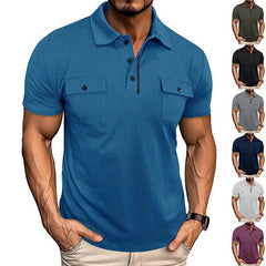 Summer Lapel Button Polo Shirt With Pockets Outdoor Fashion Short Sleeve Tops For Men Clothing - ProTrendyz
