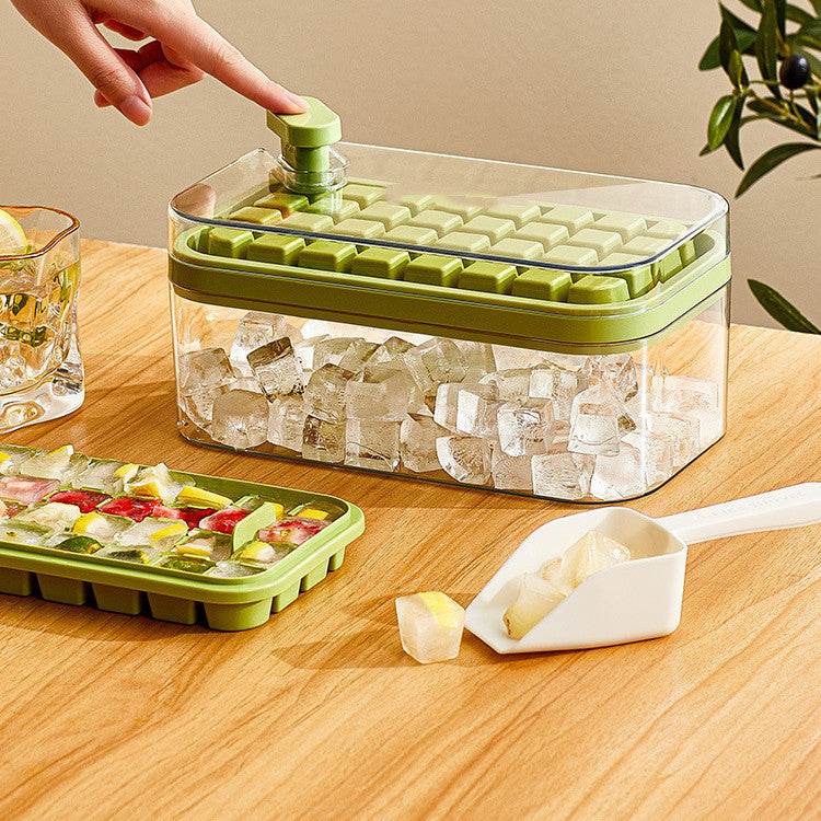 One-button Press Type Ice Mold Box Plastics Ice Cube Maker Ice Tray Mold With Storage Box With Lid Bar Kitchen Accessories - ProTrendyz