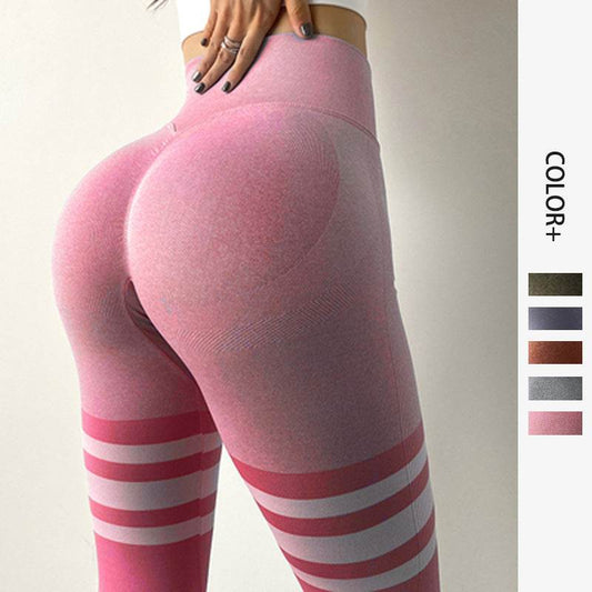 Stripe Design Fitness Leggings High Waisted Tummy Control Gym Yoga Pants Workout Running Legging - ProTrendyz