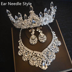 Bridal Headdress Flowers Wedding Hair Accessories Accessories Crown Necklace Earrings Three-piece Set Wedding Accessories - ProTrendyz
