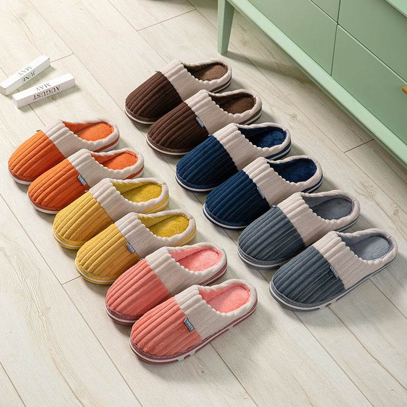 Unisex Winter Slippers Corduroy Shoes Couples Bedroom Slippers Women Men - ProTrendyz