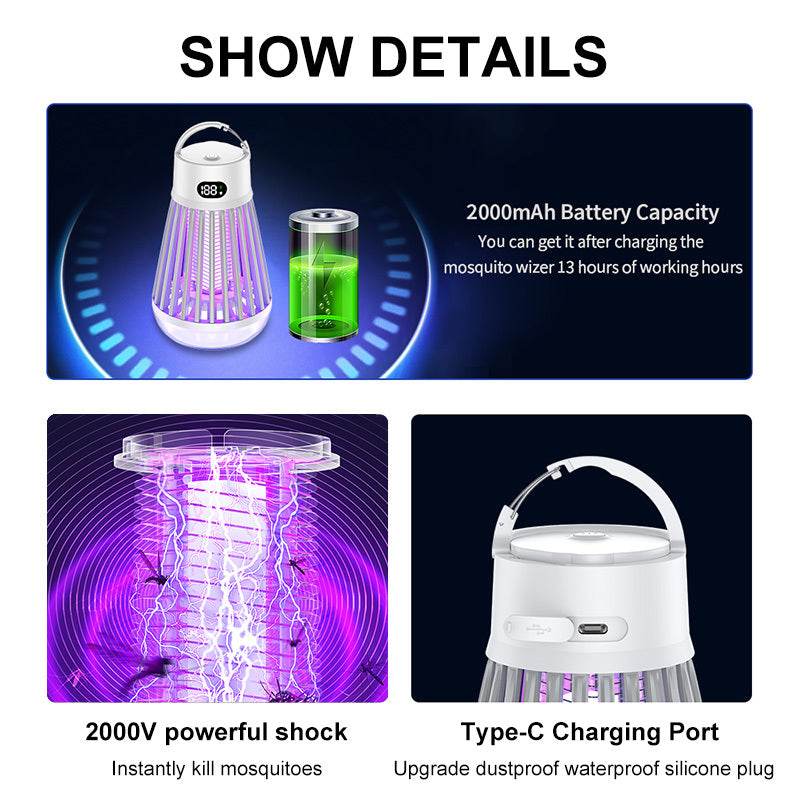 Digital Display Mosquito Killer Lamp Electric Shock Mosquito Trap Light Radiationless Insect Repellent Trap For Bedroom Outdoor Summer Gadgets - ProTrendyz