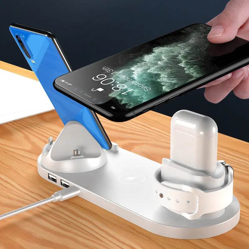 Wireless Charger For IPhone Fast Charger For Phone Fast Charging Pad For Phone Watch 6 In 1 Charging Dock Station - ProTrendyz
